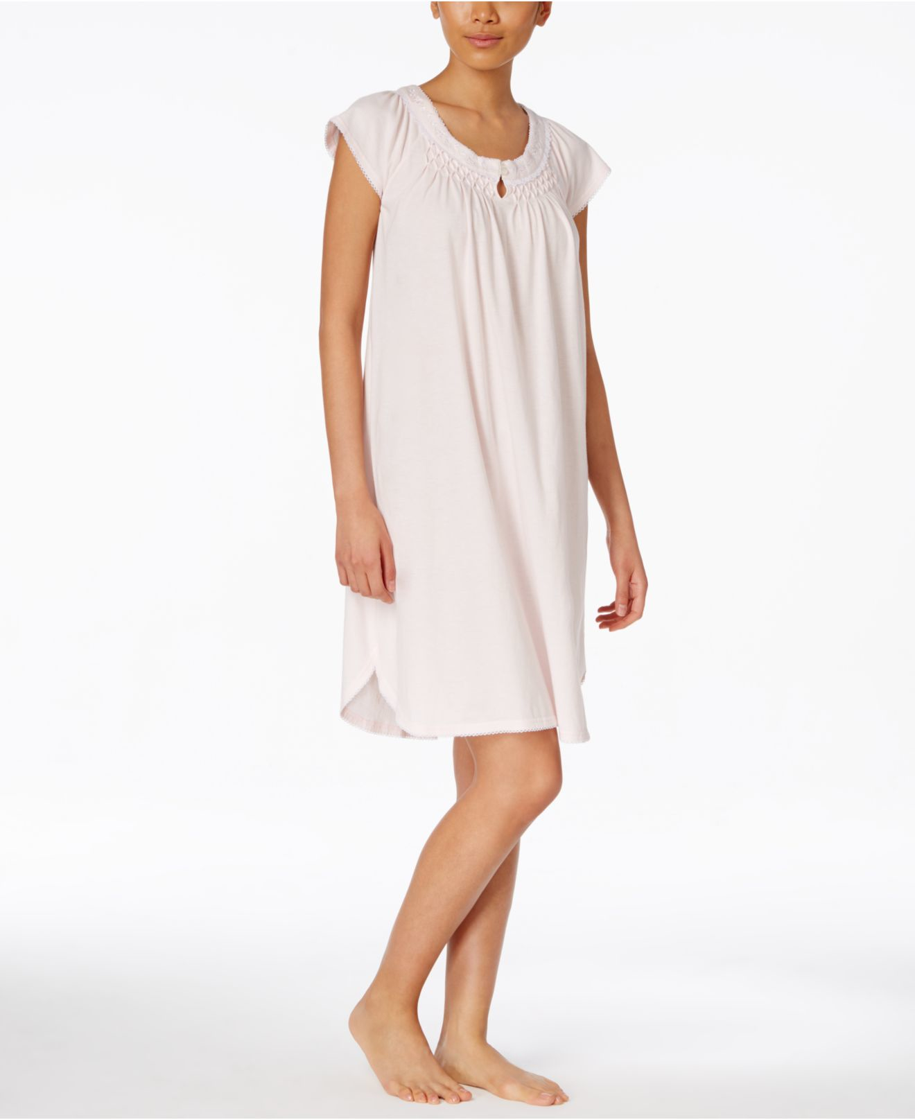 Lyst Miss Elaine Pleated Keyholeneck Nightgown in White